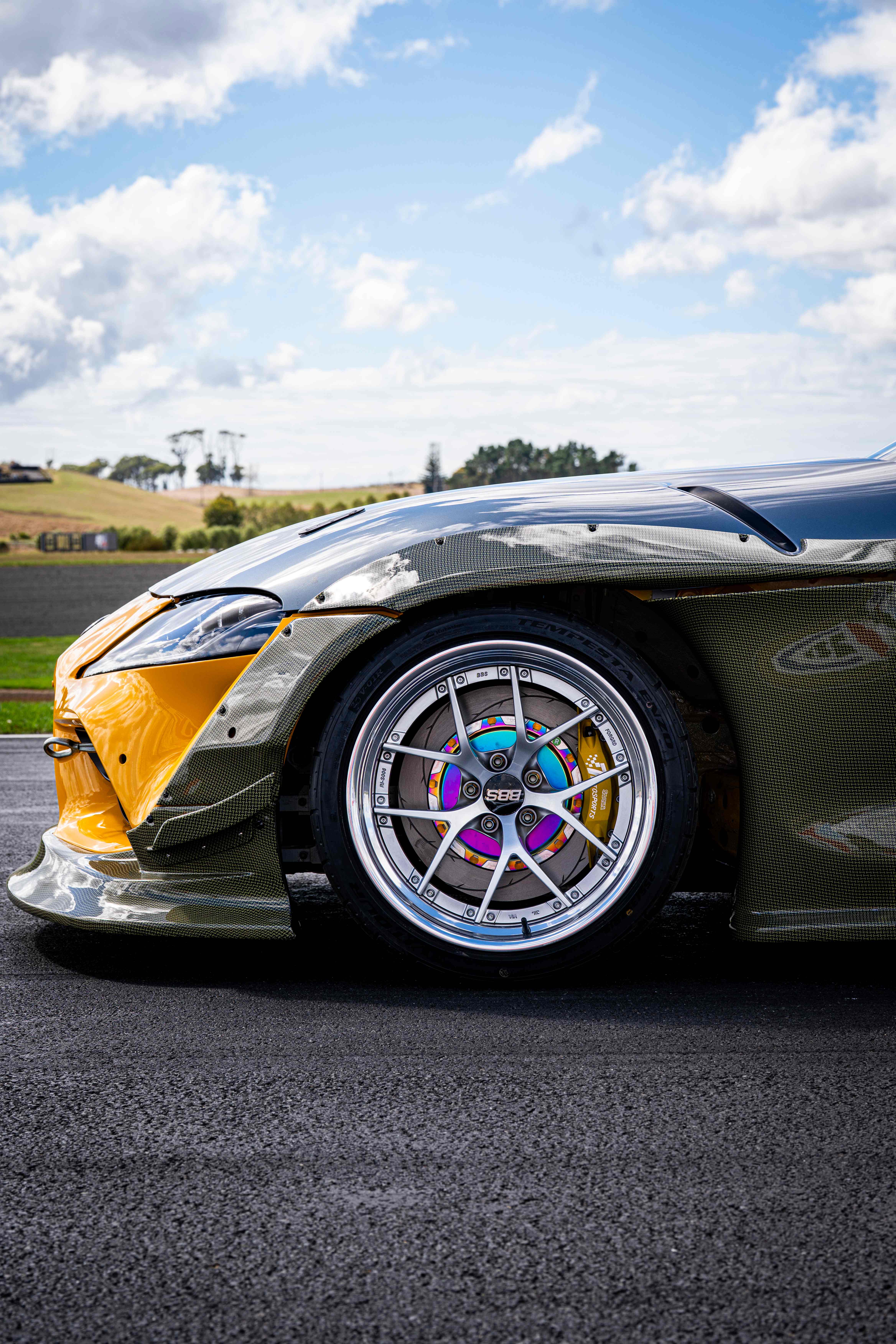 Performance car on the racing line